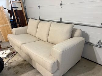Large Cream / Beige 3-Seat Sofa – 93” – Clean & Comfortable