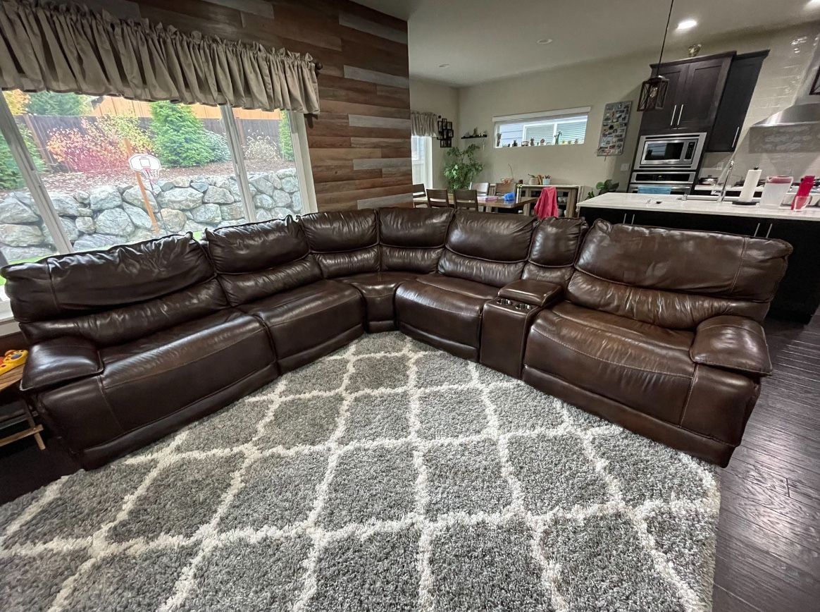 Top grain leather Sectional