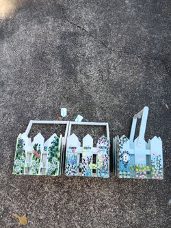 Hand-Painted Wooden Picket Fence Baskets Set of 15