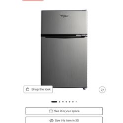 Whirlpool 3.1 cu ft Mini Refrigerator Stainless Steel WH31S1E: Energy Star Certified Dorm Fridge, Reversible Door,Top Frizzer 