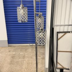 Art Decor Crystal Floor Lamp 3-Light Contemporary Crystal Lampshade for Living Room,Bedroom,Office,LED Bulb Included,Chrome Finish