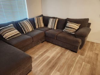 Dark Brown Fabric Sectional Sofa