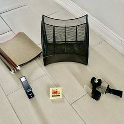 Wire Mesh Desktop File Organition , Files Holder, Desk Staple And Tape Holder All For $6