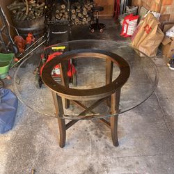 Glass Table With Wood Base
