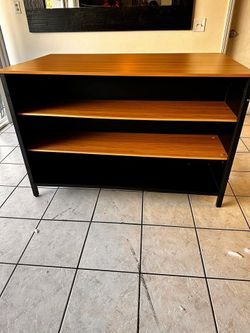 55" W Kitchen Island with Large Countertop and Seating Area, Modern Wooden Coffee Bar Table, Brown and Black