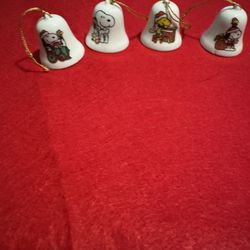 Vintage 1970’s Peanuts Snoopy 4 Bell Ornament Set