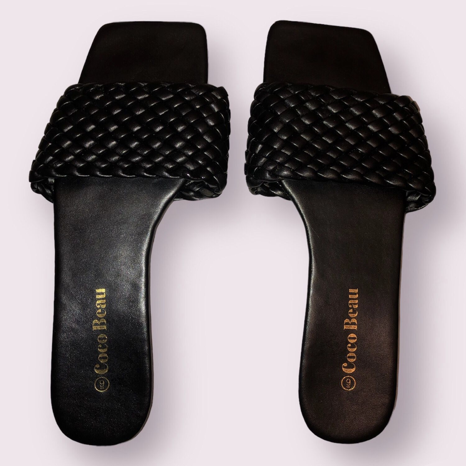 Coco Beau Black Braided Flat Sandals