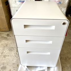 Metal File Cabinet, White 