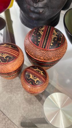 Wooden Lidded Boxes Set of 3