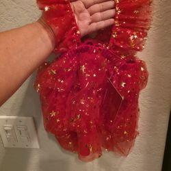 Pet Red Dress With Gold Stars