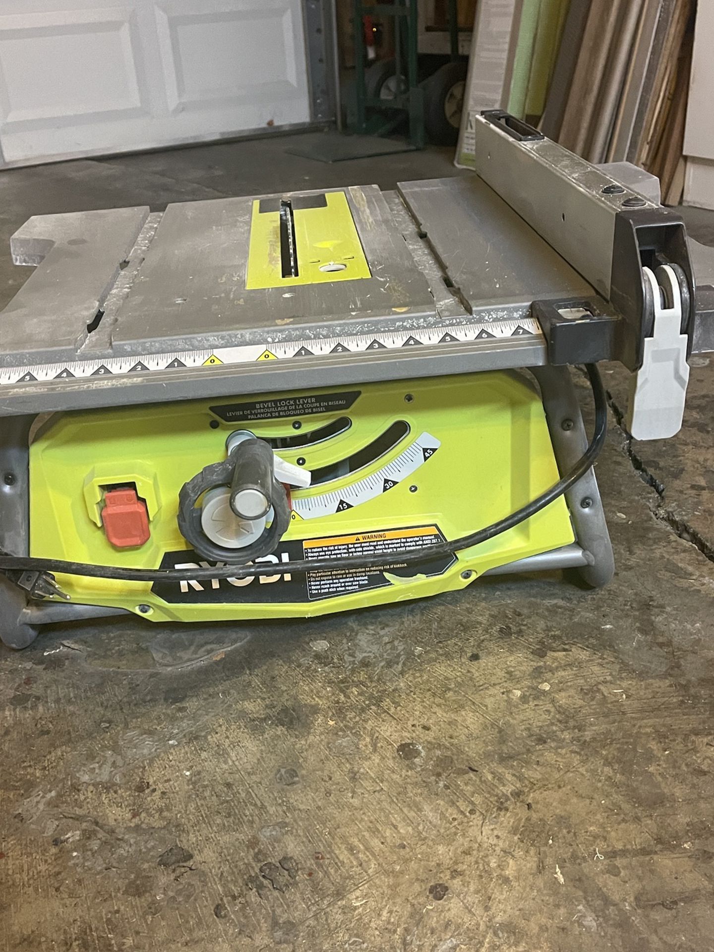 RYOBI TABLE SAW 10” WITH STAND GREAT CONDITION