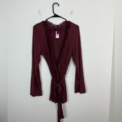 La Senza Jersey Knit Lace Trim Robe Sz S