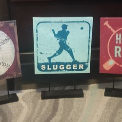 Set Of 3 Sports Standing Plaques 