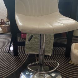 White Barstool Adjustable Height 