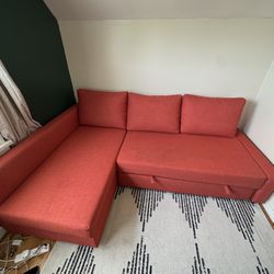 IKEA Friheten Chaise Sofa Sleeper. Orange Red  