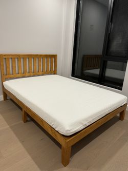 Wooden low platform full bed with mattress- $250 MOVING SALE