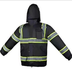 New Insulated Bkack Safety Rain jackets Small To 5XL ($29.99+ Tax)