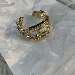 Gold Rhinestone Chain Ring