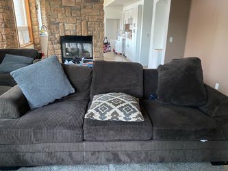 Dark Brown Corduroy 3-Seat Sofa