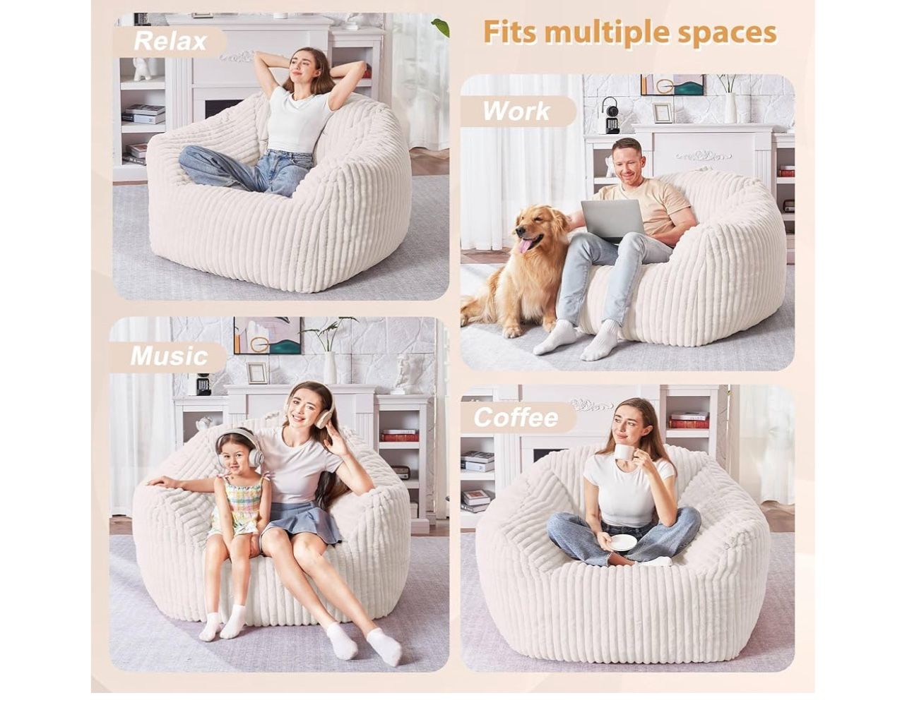 Brand New In The Box HABUTWAY Bean Bag Chair, Large Bean Bag