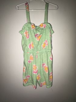 365 Kids by Garanimals Girls Floral Romper Green Size 7