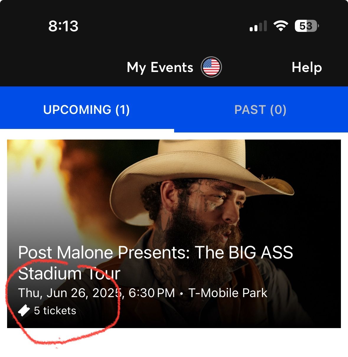 Post Malone Presents: The BIG ASS Stadium Tour 6/26 - 5 Tickets .