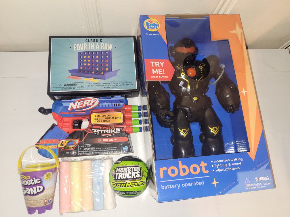 Nerf. Chalk. Monster Truck. Connect Four. Robot Walking Light-up And Sound Toys And More