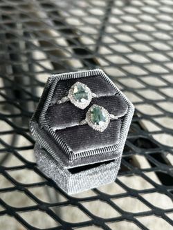 Moss agate woman’s rings set