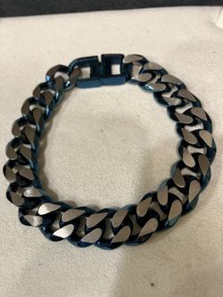 Blue And Silver Cuban Link Bracelet