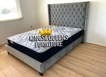New Queen bed frame with mattress