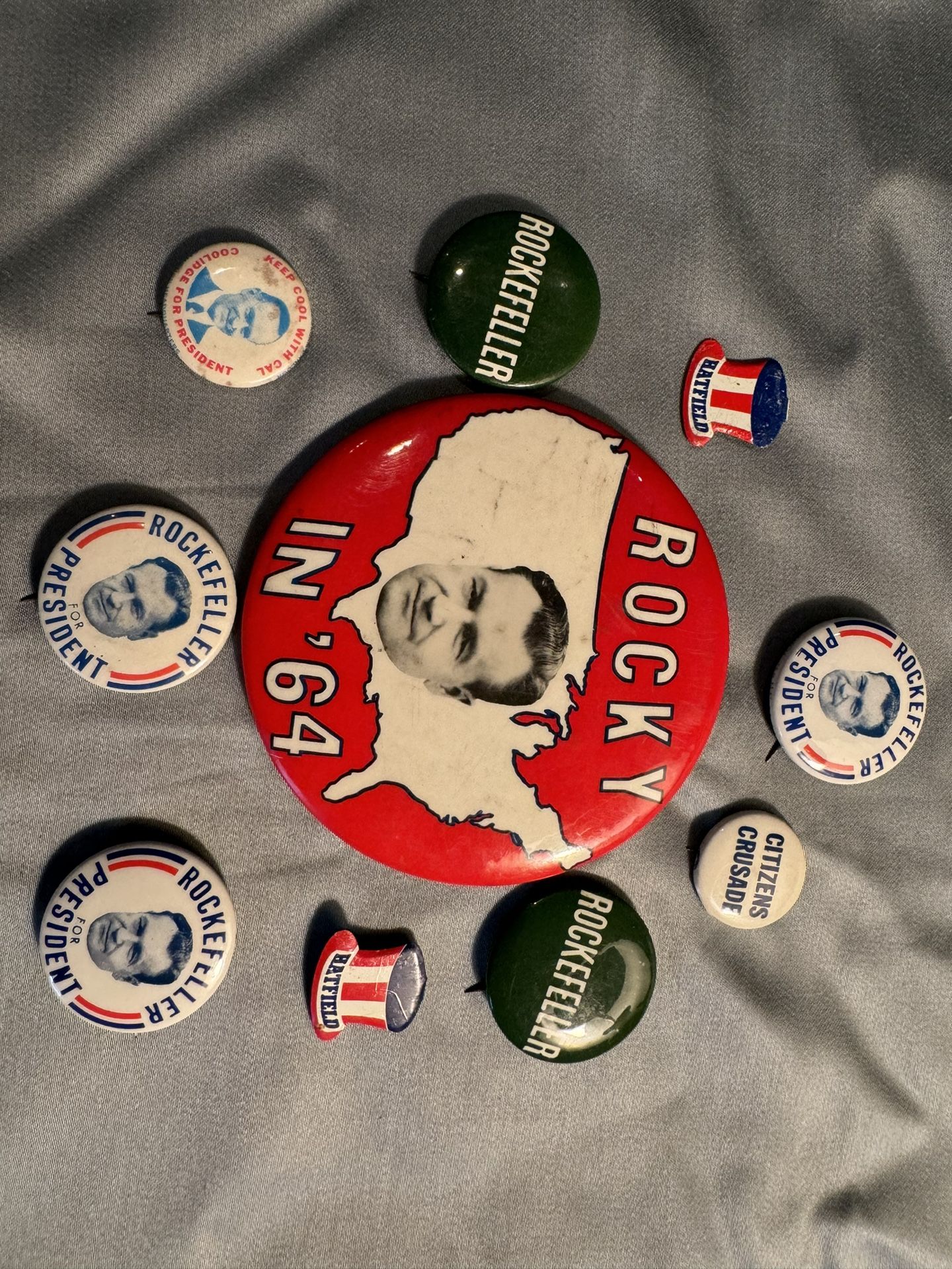 Political Buttons. Coolidge Rockefeller