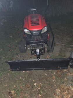 Craftsman riding lawnmower with snow plow