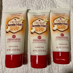 Old Spice GentleMan's Blend Total Body Deodorant, Vanilla + Shea, Aluminum Free Deodorant Cream 3 oz. New