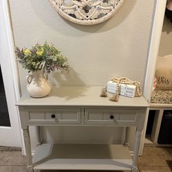 Grey farmhouse entry table