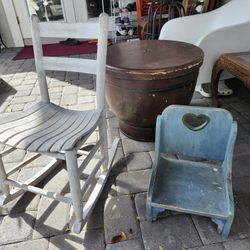Attic Fine 75 Years Old Little Kids Rocking Chair And Little Babies Step Stool Chair