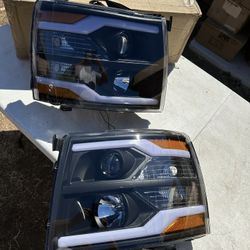 New 07-13 Chevy Silverado Headlights Led Strip 