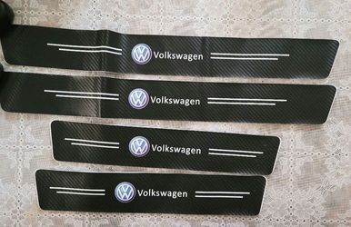 4pcs/Set Door Entry Guard Carbon Fiber Car Door Sill Protector Stickers fit for VW VOLKSWAGEN