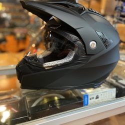 New Flat Black Dot Dual Sport Adventure Off Road Dirt Bike Helmet $120