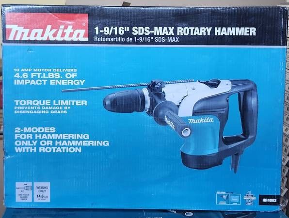 Makita 10 Amp 1-9/16 in. Corded SDS-MAX Concrete/Masonry Rotary Hammer Drill with Side Handle and Hard Case.
