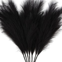 7pcs Artificial Pampas Grass & Artificial Reeds (55cm/21.65in) Bohemian Style Fall Home Decor Black Bushy Faux Foliage Flower Stems For Vase Filling R