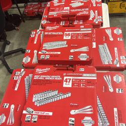 Milwaukee, impact Sets, Combination Wrench Sets And Standard Quarter Inch 3/8 And Half Inch Metric And Sae Ratchet And Socket Sets