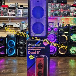 Karaoke Bluetooth Speaker 8" Dual Woofers - Nuevas En Caja - Lista Para Fiestas 