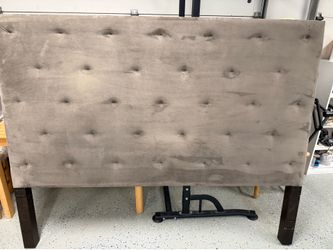 West Elm Grey Velvet Tufted King/Cal King Headboard
