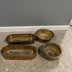 Four Brass Floral Home Decor Containers