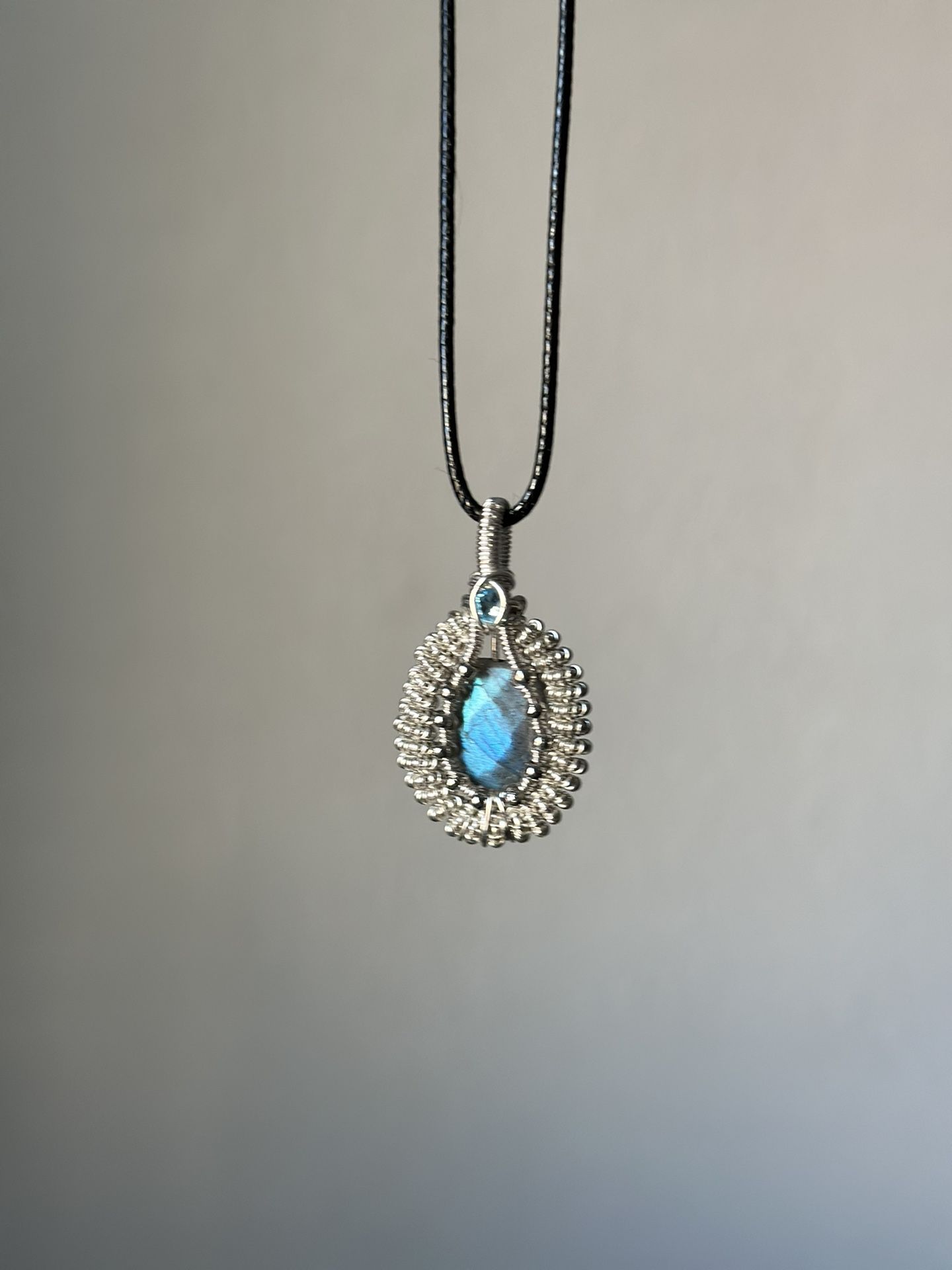 Faceted Labradorite & Aqua Crystal Necklace