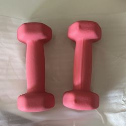 Pink Pair Of 2lbs Dumbbell Weights 