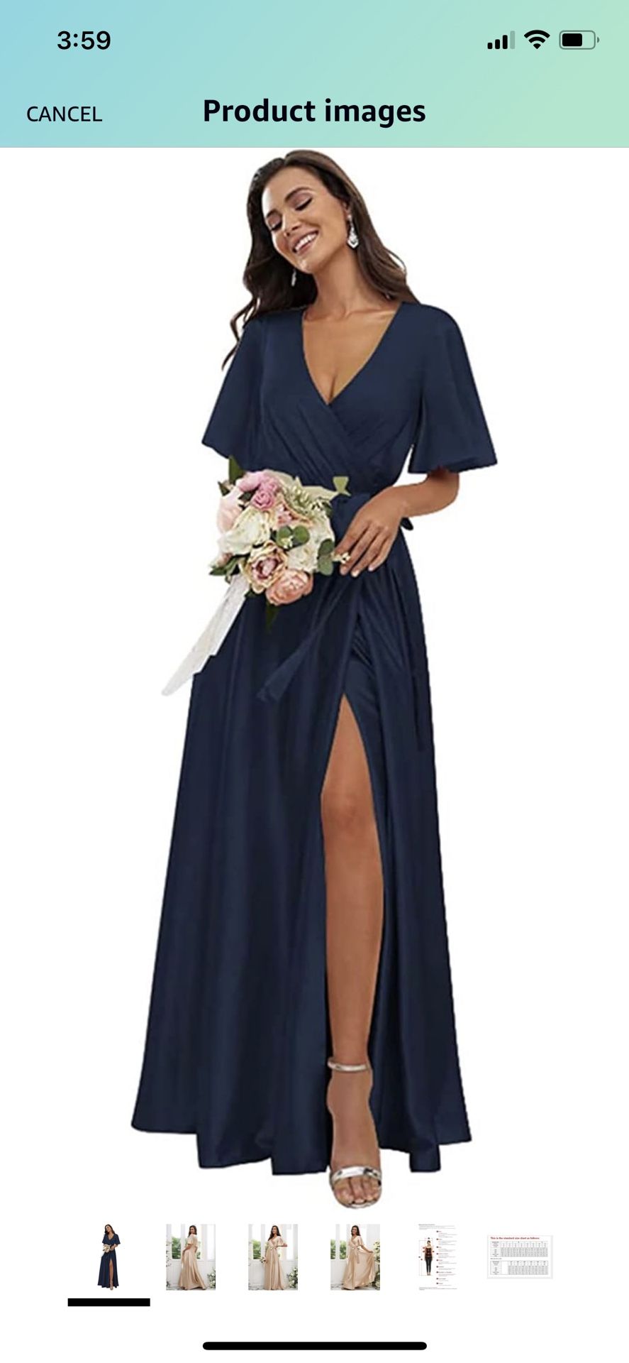 Beautiful Satin Navy Blue Dress Size 2/4 ( xs)