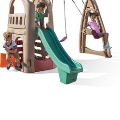 Step2 Naturally Playful Playhouse Climber & Swing Set Extension for Kids, Outdoor Playset, Slide, Swing, Ages 3 – 8 Years Old