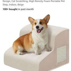Dogs Steps for Bed, Dog Stairs for Small Dogs, 2-Step Dog Ramp for Bed, Couch, Sofa, and Chairs, Non-Slip Bottom Design, Cat Scratching, High Density 