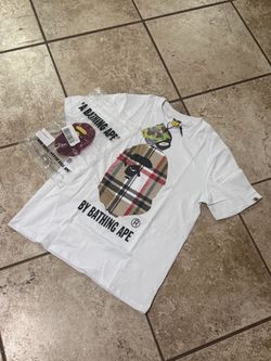 bape checkered white tee